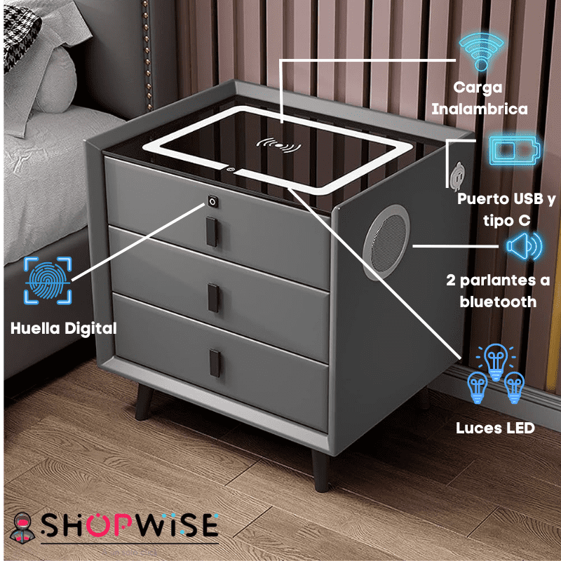 🔥MESA DE NOCHE SMART DE 3 CAJONES🔥