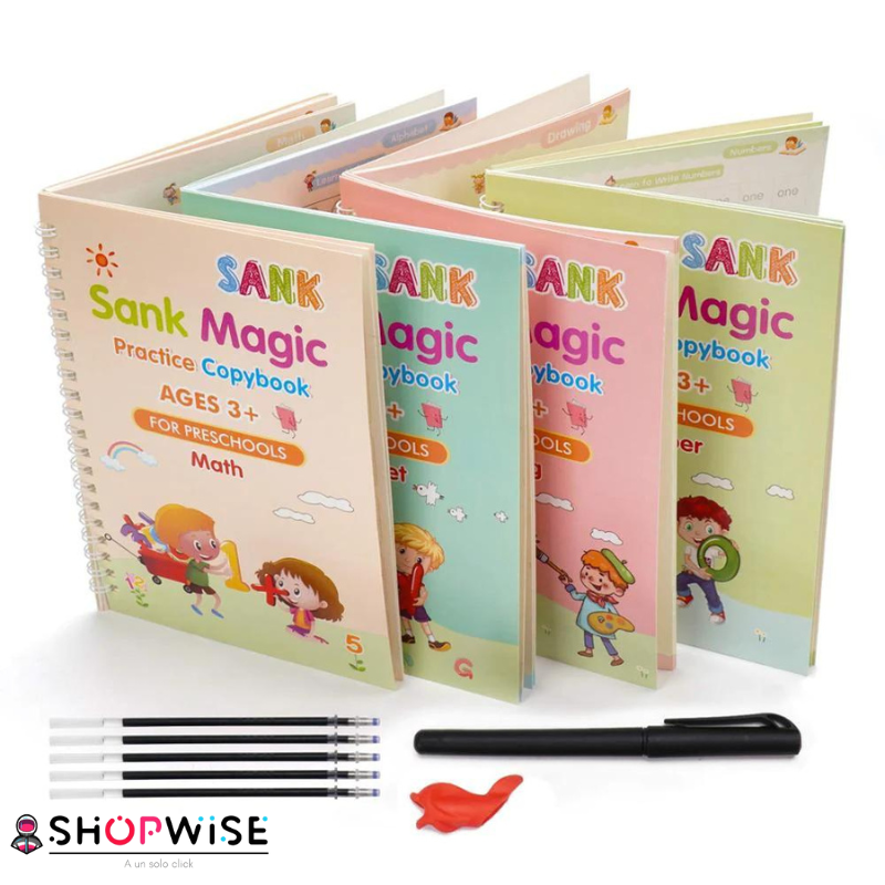 SET DE CUADERNOS MAGICOS ( 4 CUADERNOS + 1 LAPICESRO MAGICO)