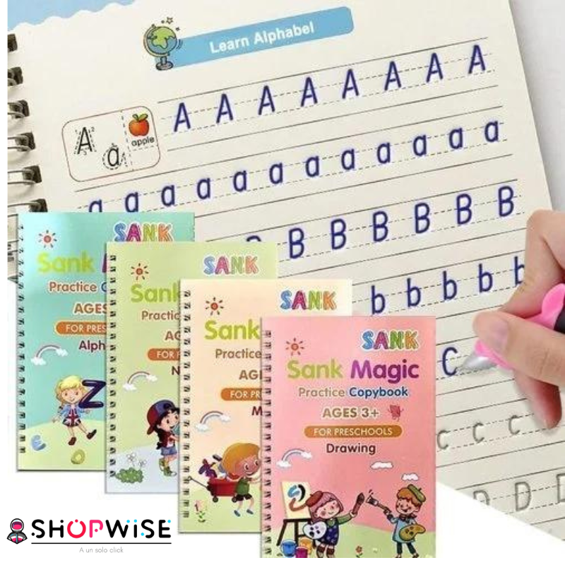 SET DE CUADERNOS MAGICOS ( 4 CUADERNOS + 1 LAPICESRO MAGICO)